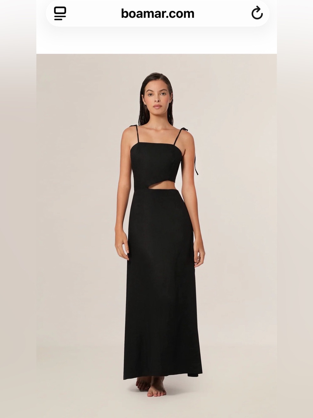 BOAMAR Black Cutout Maxi Dress with Tie Straps NWT HARPER